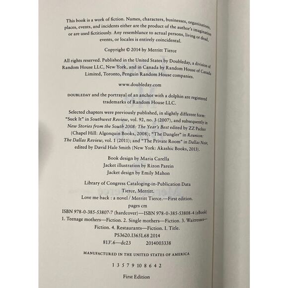 Love Me Back by Merritt Tierce Hardcover First Edition 2014 | Literary Fiction - Picture 6 of 9